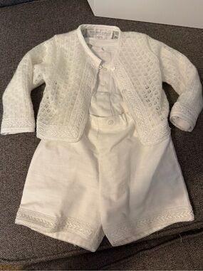 Baby Beau & Belle White Oliver Baptism Set shorts 12 Months